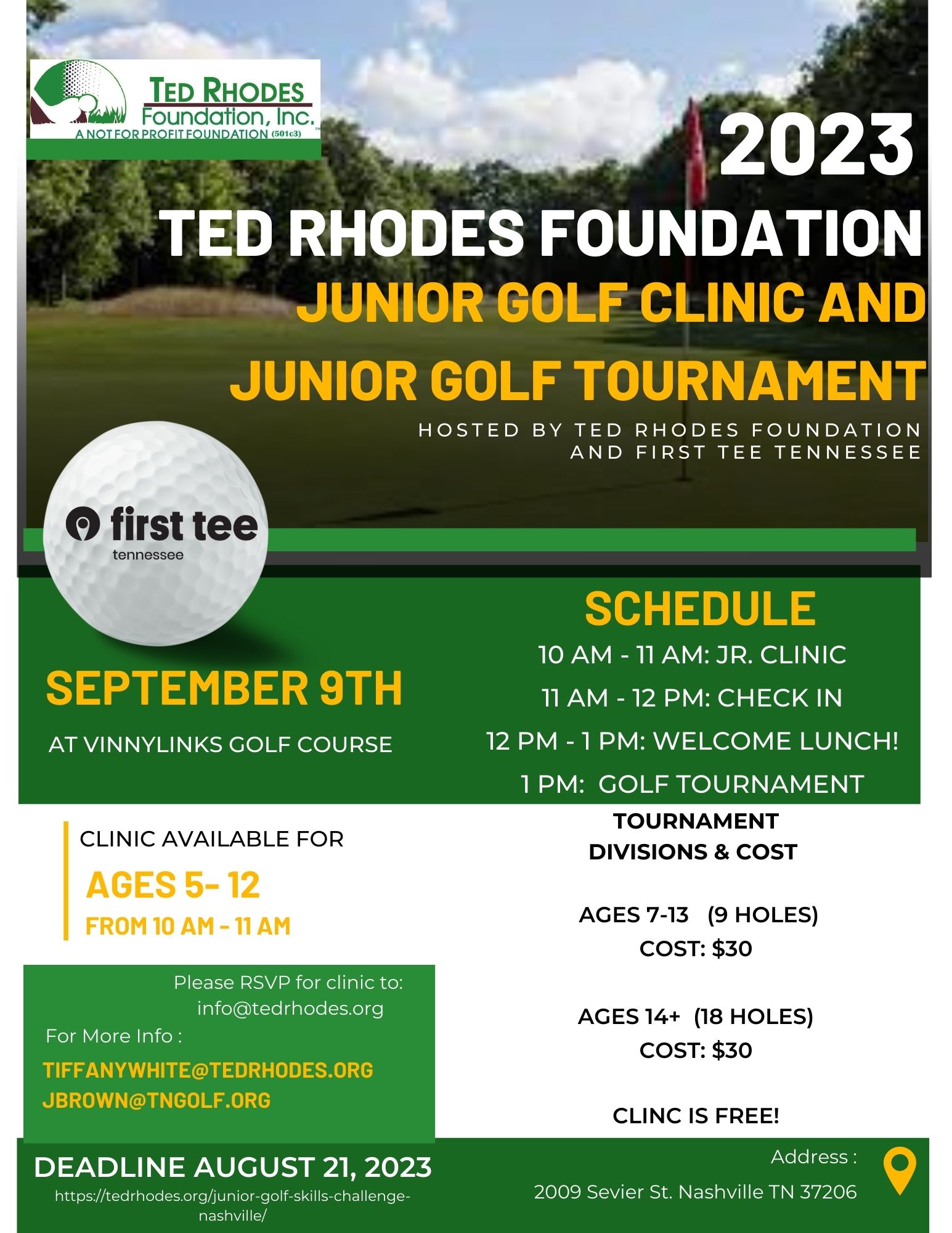 JUNIOR GOLF TOURNAMENT Nashville,TN Ted Rhodes Foundation, Inc.