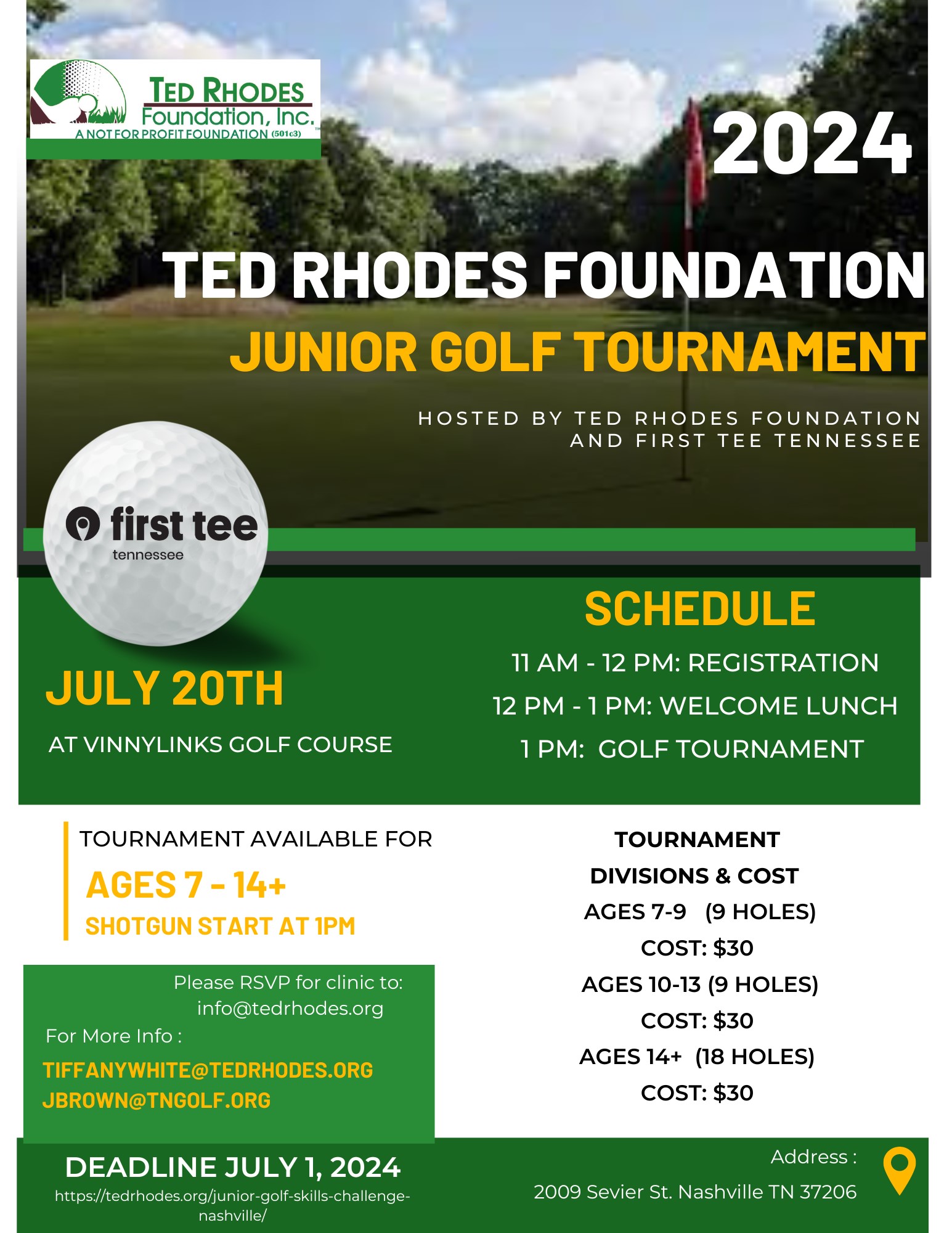 2024 JUNIOR GOLF TOURNAMENT Nashville,TN Ted Rhodes Foundation, Inc.